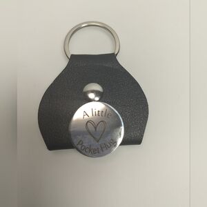 A Little Pocket Hug Leather Keychain - Black Pre-owned